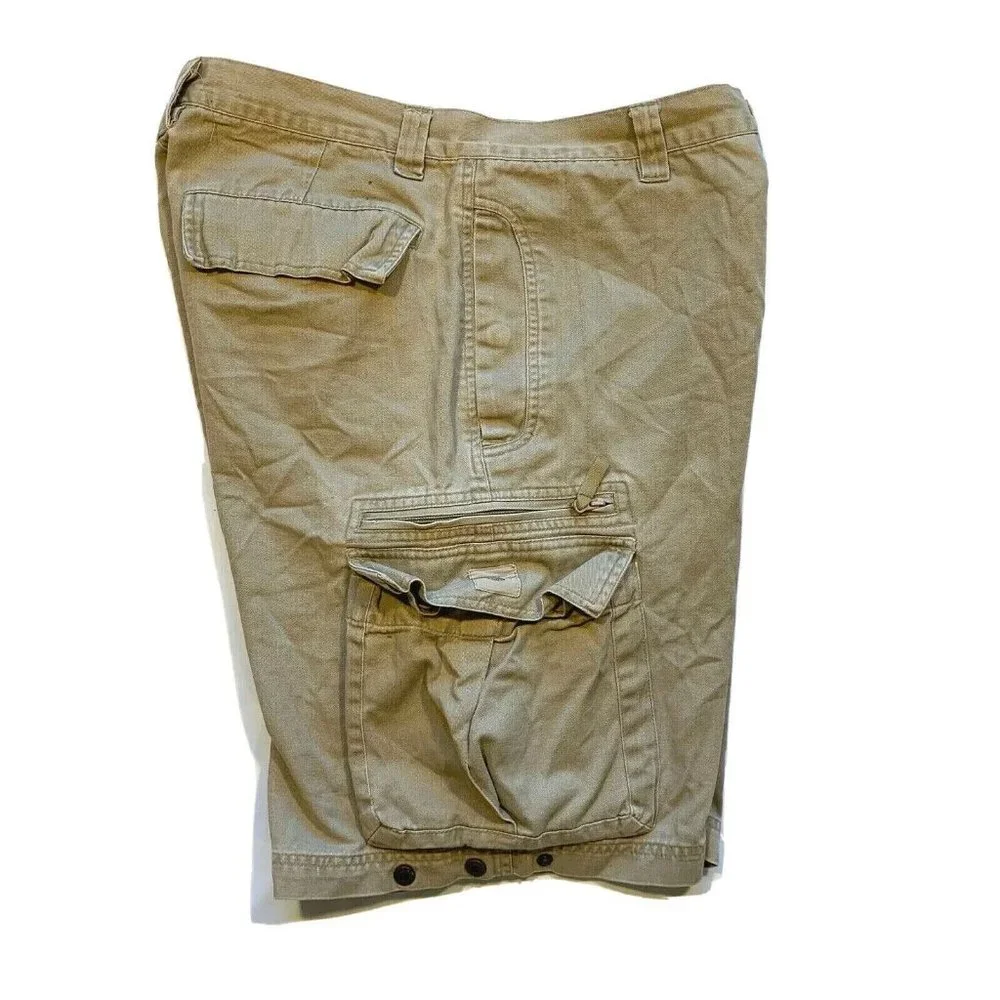 Vintage Lee Dungarees Cargo Shorts Mens 32x11 Longer‎ Length Heavyweight Khaki